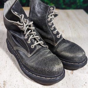 DR MARTENS PASCAL CRISTAL BLACK WHITE BOOTS, WOMEN US8, Gently Used